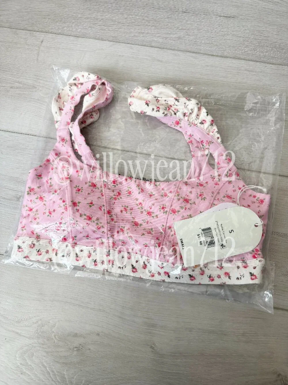 Ruffle Corset Bra - Blogilates Target - Size Small - Pink Floral - New - Picture 1 of 3